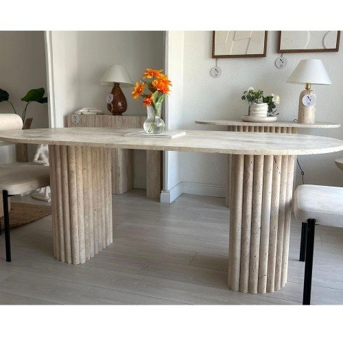 Cardo Travertine Dining Table